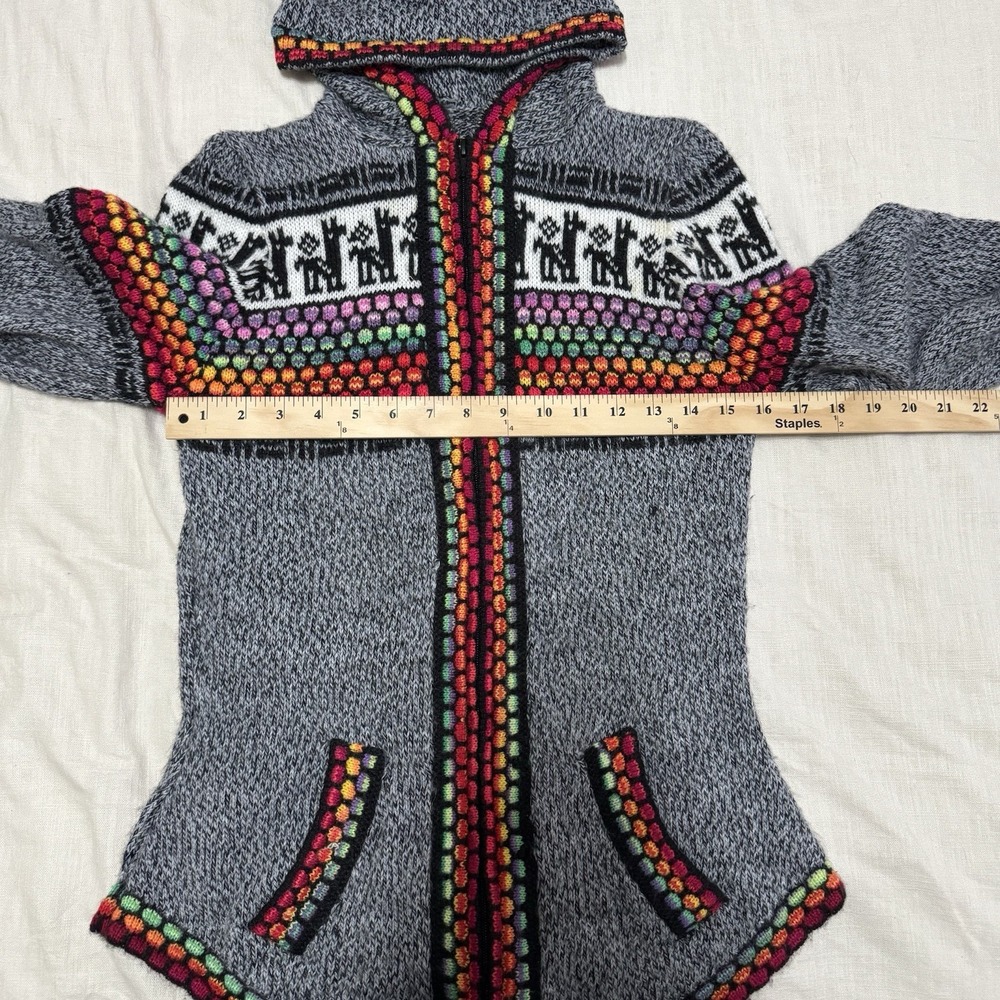 Andes Imports 100% Alpaca Women Zip-Up Hoodie Sweater Multicolor Small Soft Cozy - Picture 6 of 6